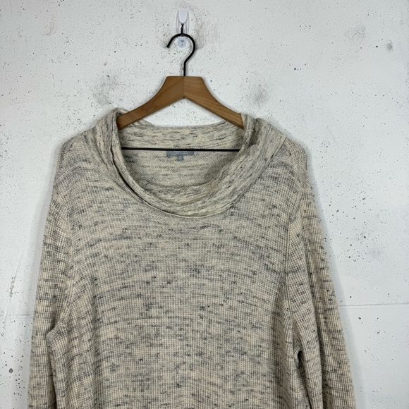 Habitat Cream Gray Speckled Cowl Neck Oversize Tunic Sweater Boucle Knit XL - Picture 2 of 12